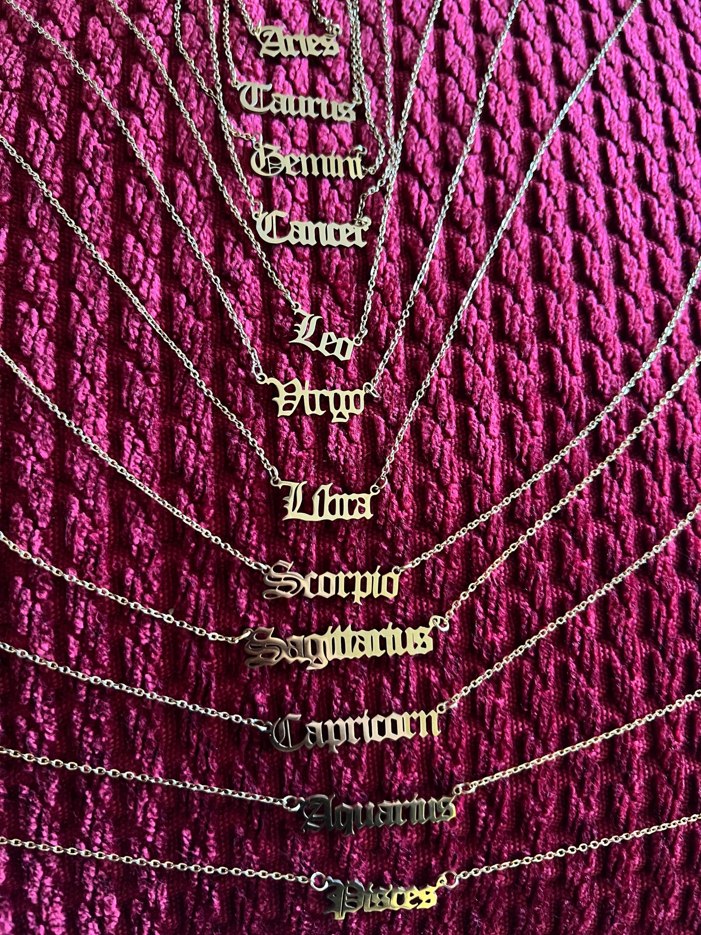 Zodiac Necklaces - Stainless Steel Adjustable Chain - Astrology Jewelry